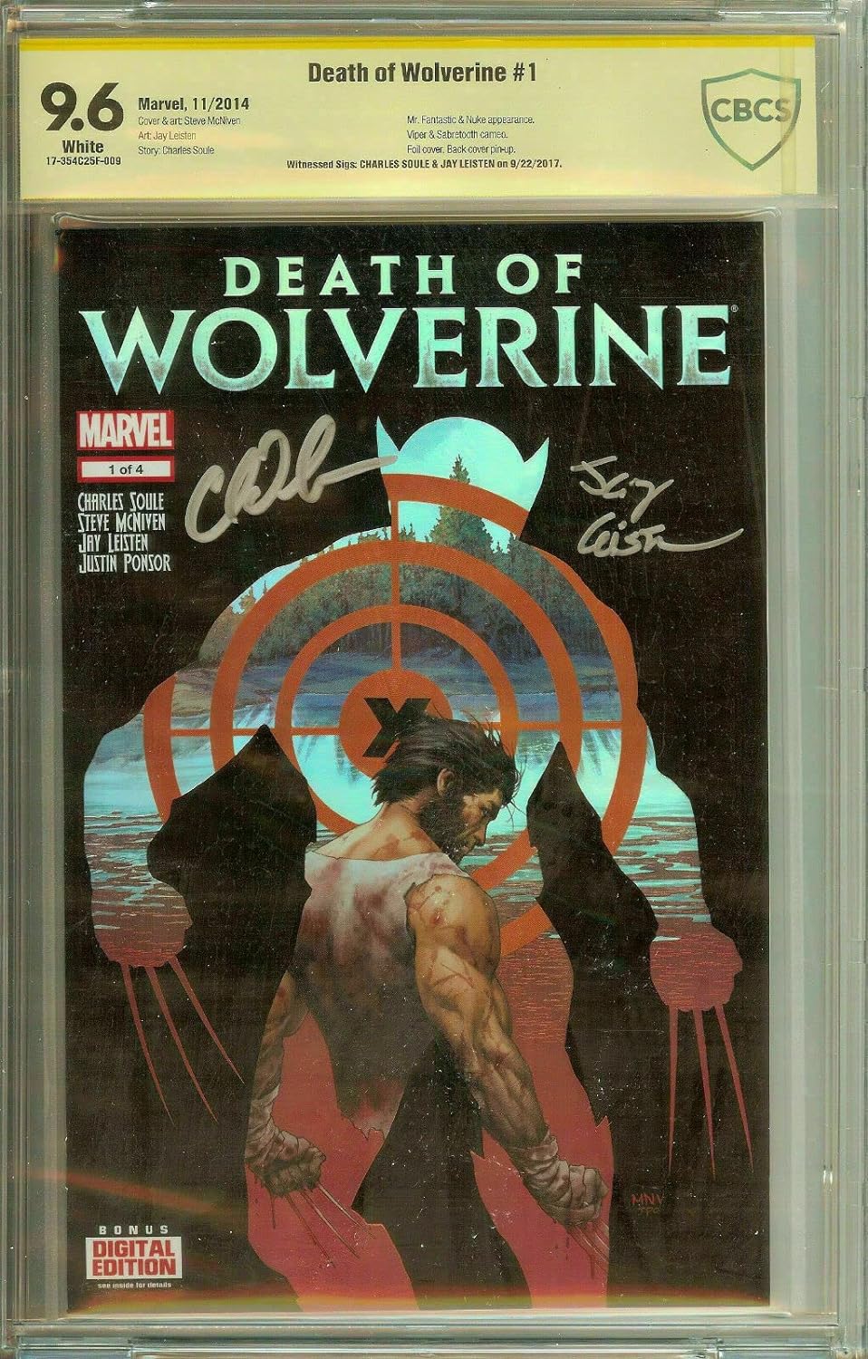 Death of Wolverine #1 CBCS 9.6 Signed Soule Leisten X-Men