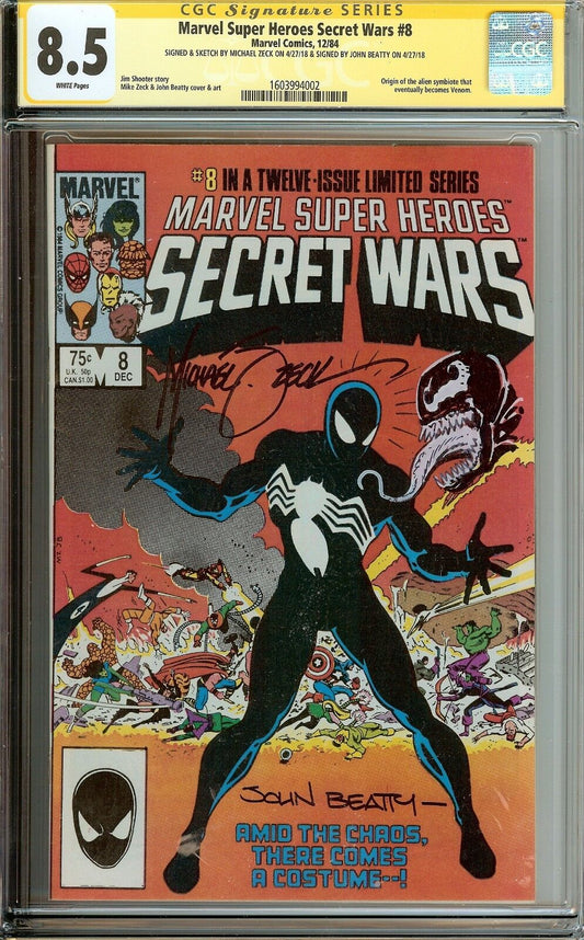 Secret Wars #8 CGC 8.5 Signed Mike Zeck John Beatty 1st Black Costume