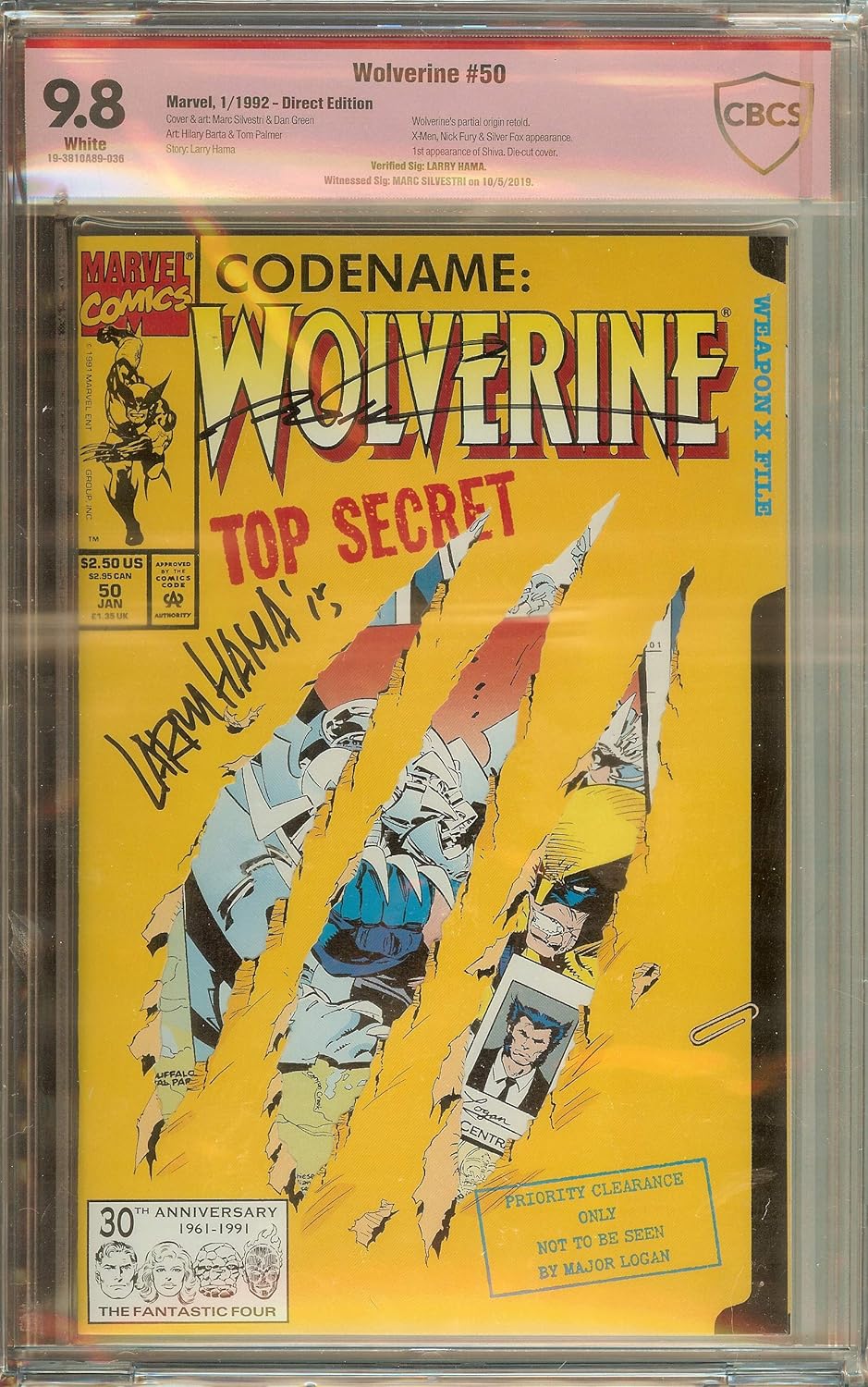 Wolverine #50 CBCS 9.8 Marc Silverstri and Larry Hama