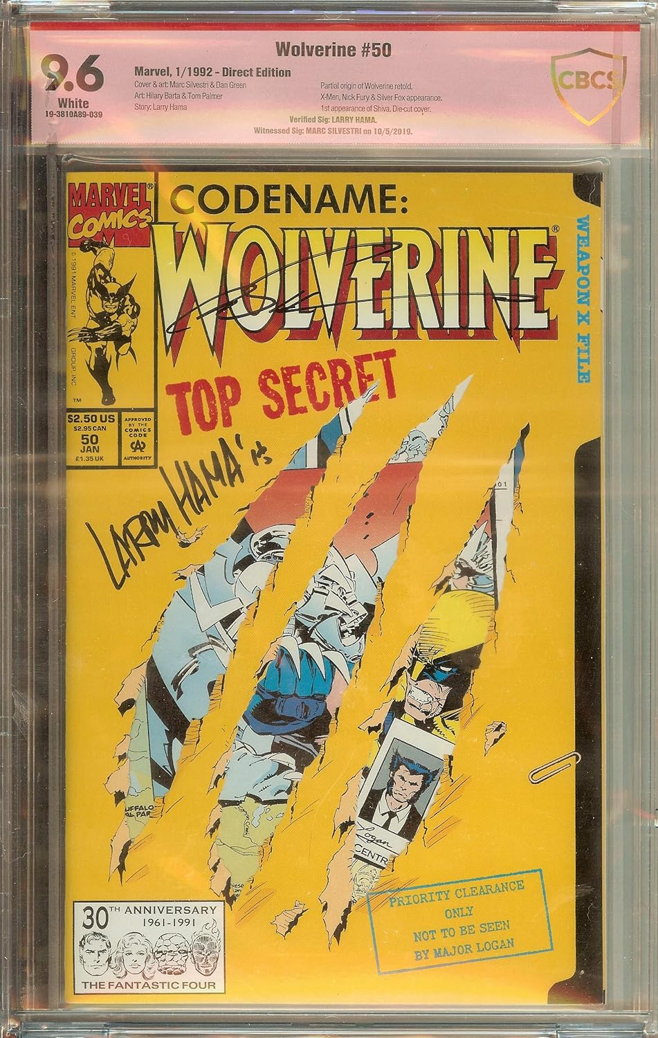 Wolverine #50 CBCS 9.6 Marc Silverstri and Larry Hama