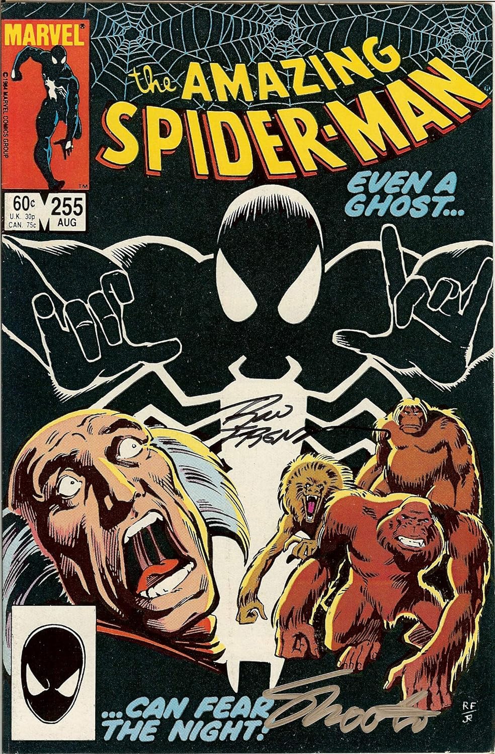 Autographed Amazing Spider-man #255 Signed 2x Ron Frenz & Jim Shooter VF