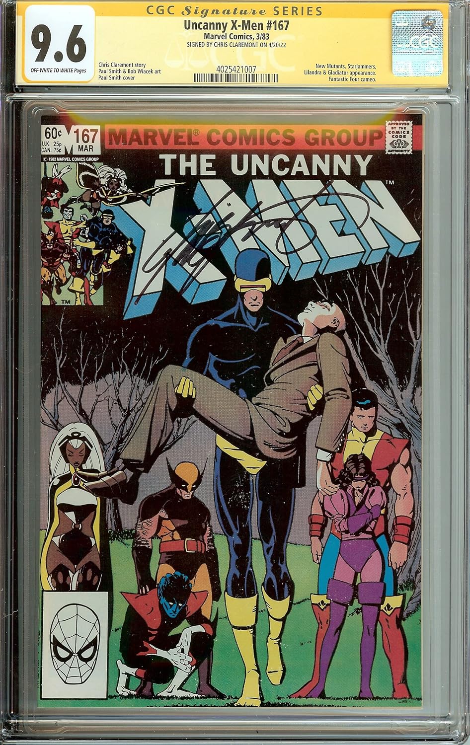 Uncanny X-Men #167 Signed Chris Claremont CGC 9.6