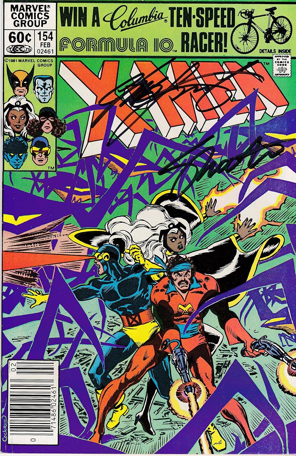 Autographed Uncanny X-Men #154 VF Signed Jim Shooter and Chris Claremont