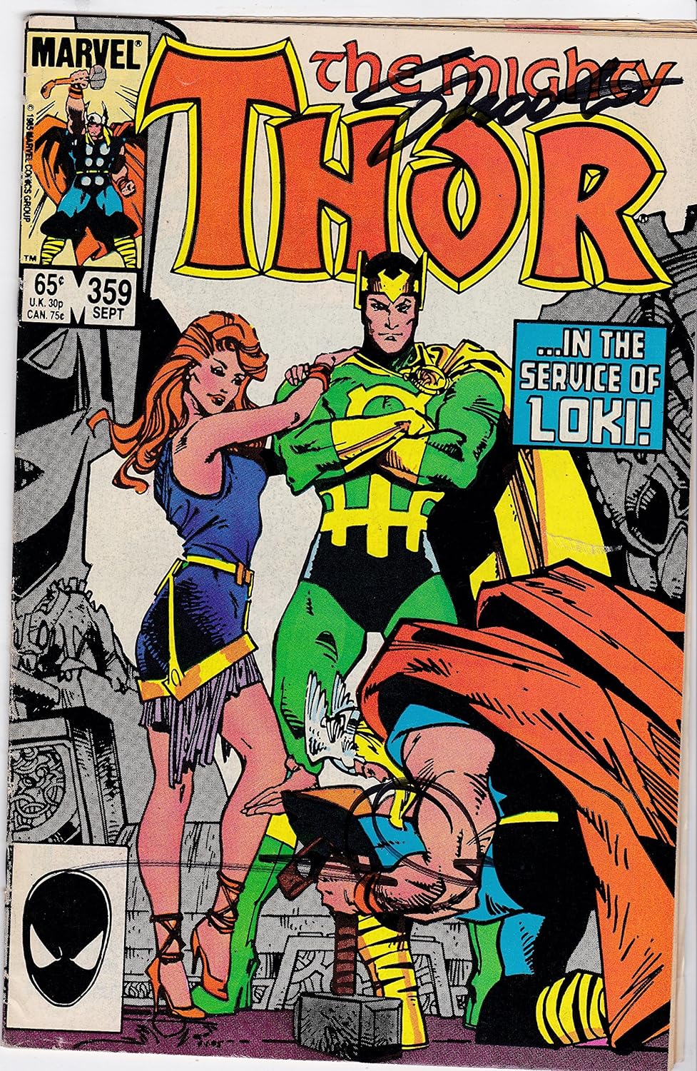 Autographed The Mighty Thor #359 FINE/VF Signed Jim Shooter