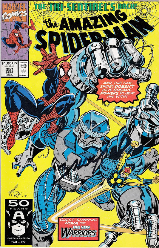 Autographed Amazing Spider-Man #351 Signed Mark Bagley VF