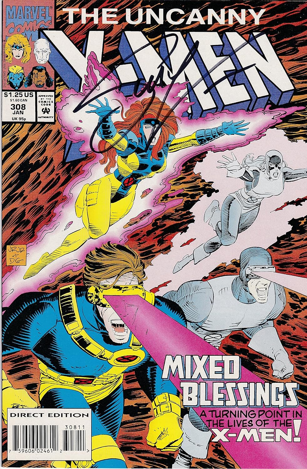 Autographed Uncanny X-Men #308 NM Signed Scott Lobdell