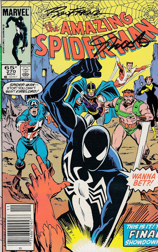 Signed 2x Amazing Spider-Man #270 Jim Shooter Ron Frenz VF