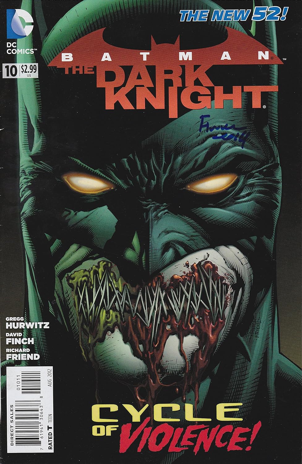 Autographed Batman Dark Knight #10 Signed by David Finch VF/NM