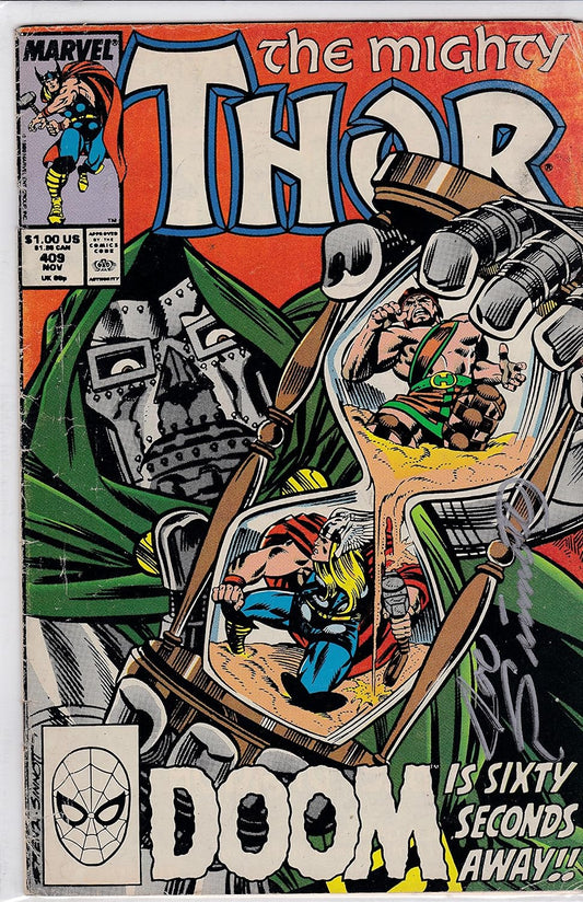 Autographed The Mighty Thor #409 FINE. Signed by Legend Joe Sinnott