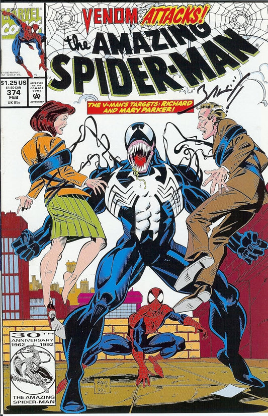 Amazing Spiderman #374 VF Signed by Mark Bagley