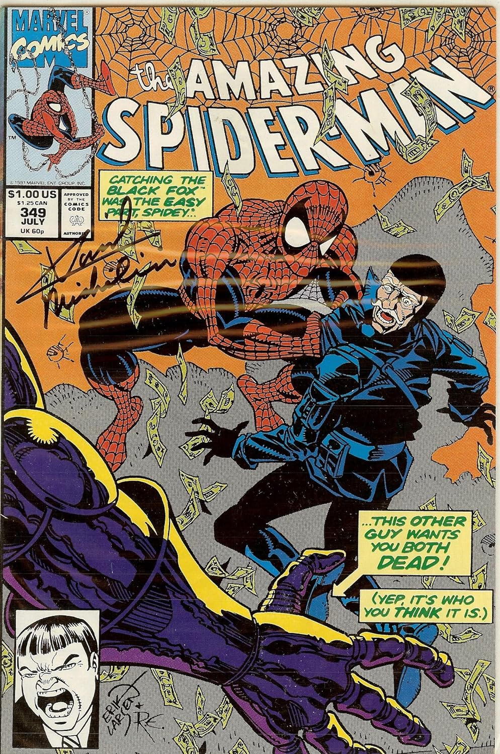 Amazing Spider-Man #349 Signed by David Michelinie NM