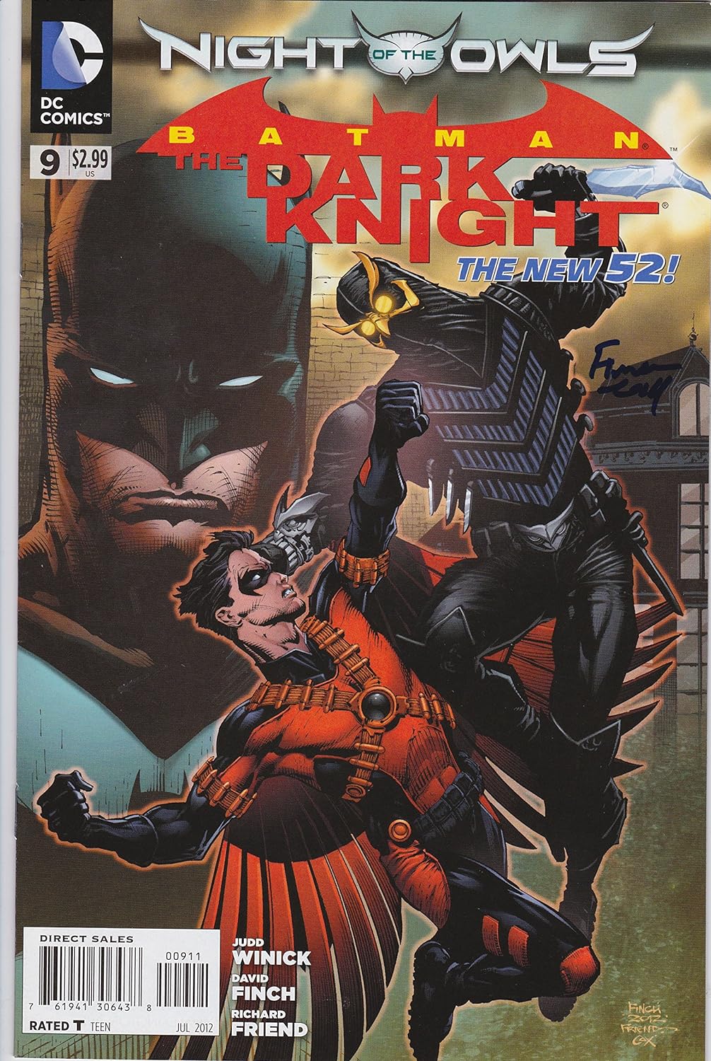 Autographed Batman Dark Knight #9 Signed by David Finch VF/NM