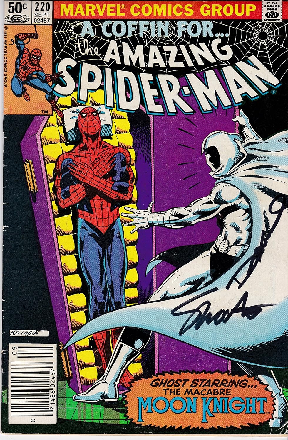 Signed 2x Amazing Spider-Man #220 Jim Shooter Denny O'Neil FINE