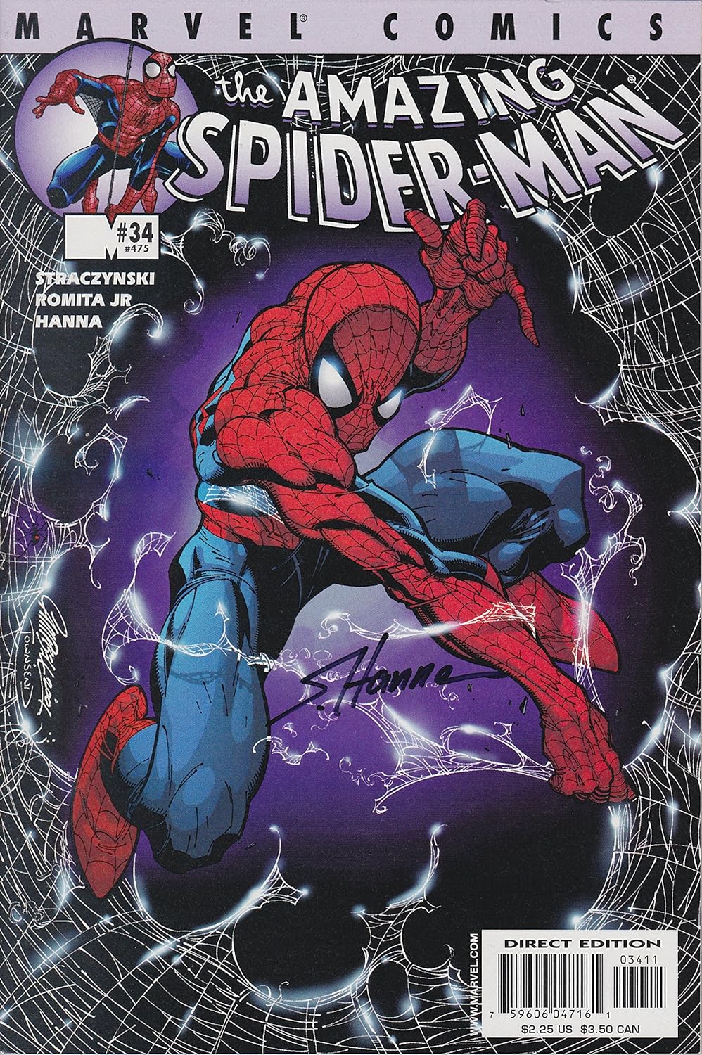 Autographed Amazing Spider-Man #34 Signed by Scott Hanna VF/NM