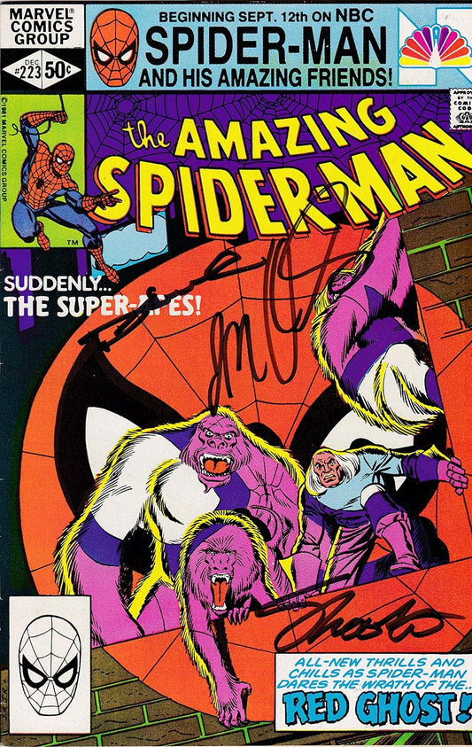 Signed 3x Amazing Spider-Man #223 VF Jim Shooter Denny O'Neil JM DeMatteis