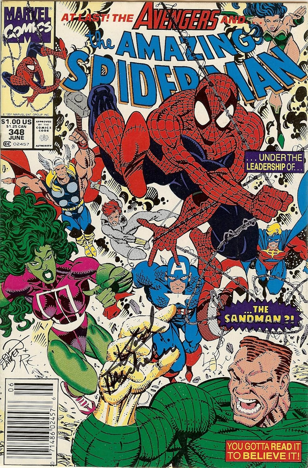 Amazing Spider-Man #348 Signed by David Michelinie NM