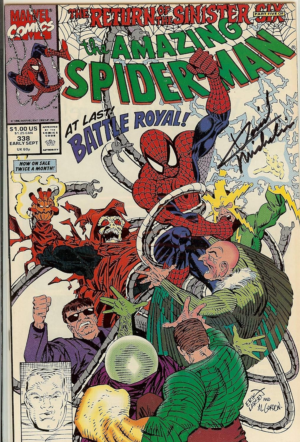 Amazing Spider-Man #338 Signed by David Michelinie NM