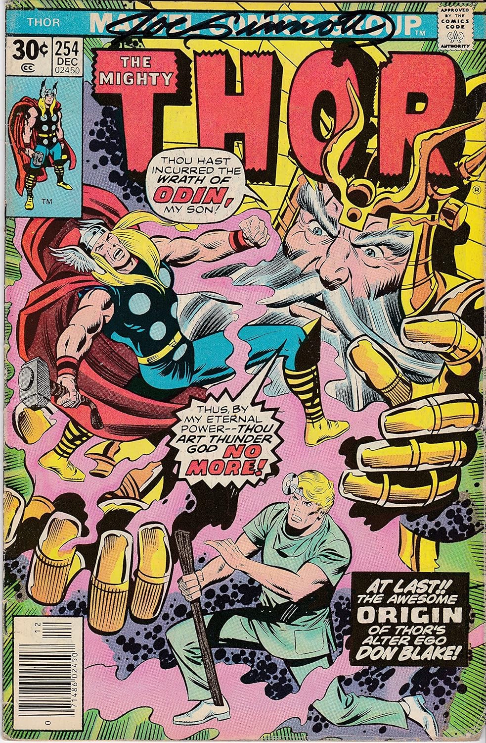 Autographed The Mighty Thor #254 FINE/VF. Signed by Legend Joe Sinnott