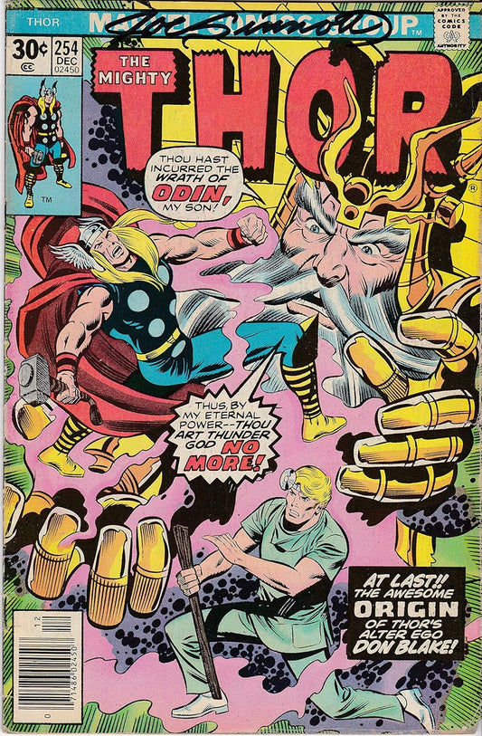 Autographed The Mighty Thor #254 FINE/VF. Signed by Legend Joe Sinnott