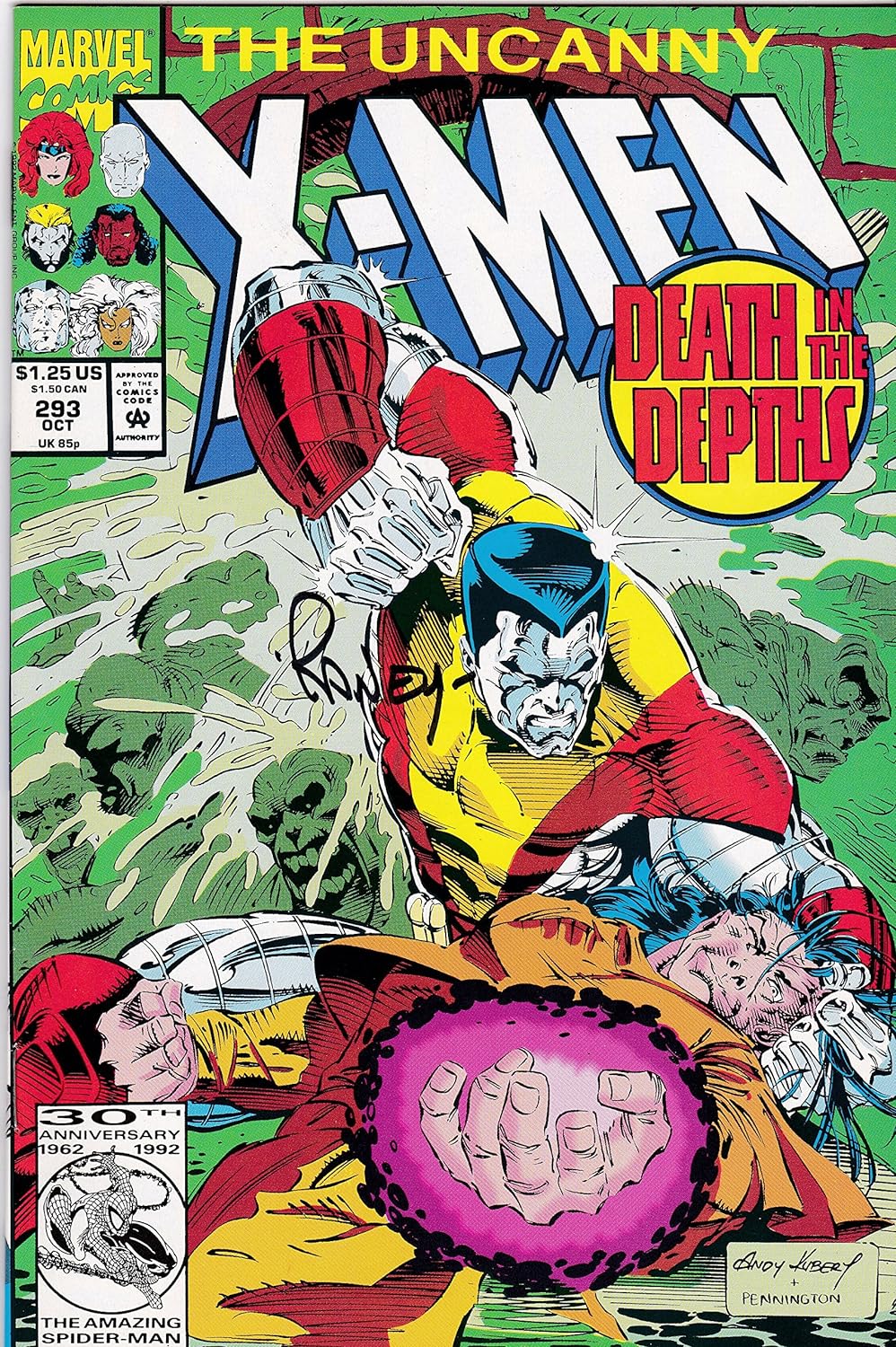 Uncanny X-Men #293 Signed by Tom Raney VF/NM