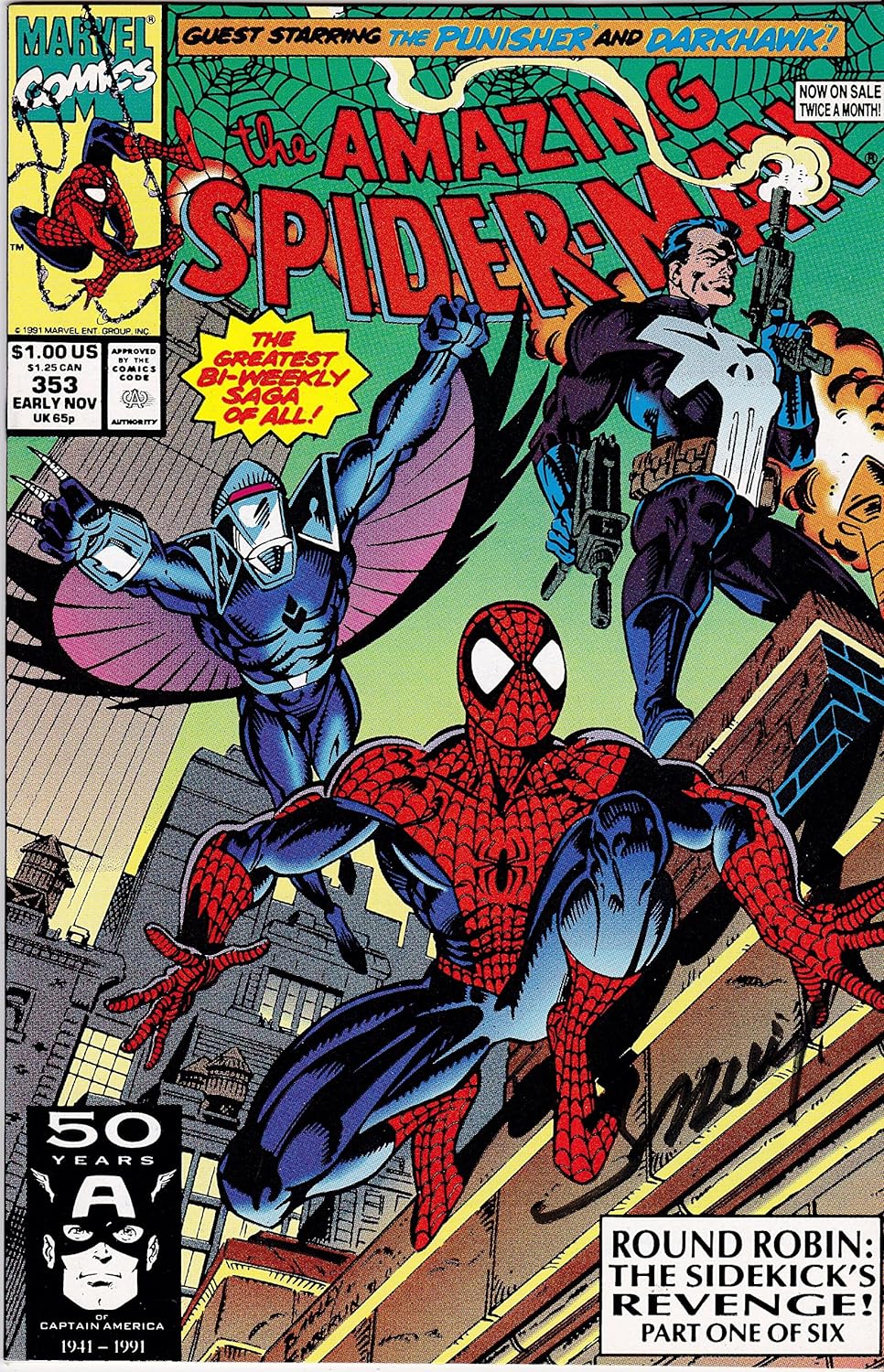 Autographed Amazing Spider-Man #353 Signed Mark Bagley VF