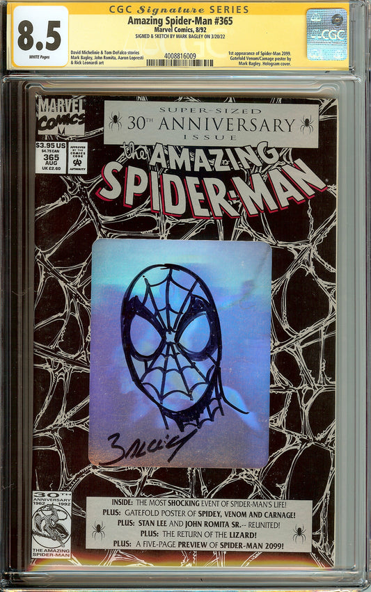 Amazing Spider-Man #365 1st Spider-Man 2099 CGC 8.5 Signed & Remark Mark Bagley