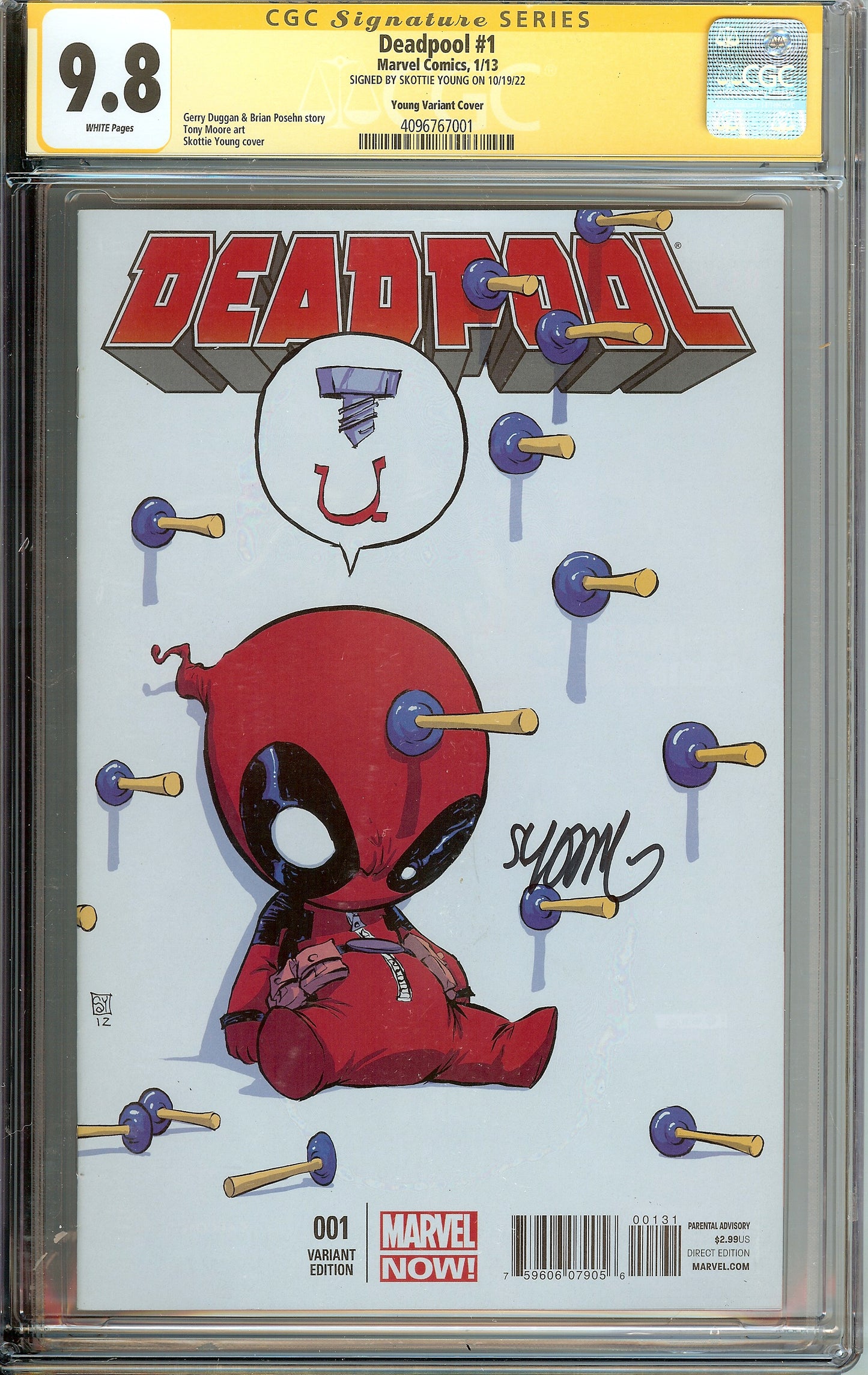 Deadpool #1 Screw U Variant CGC 9.8 Signed Skottie Young