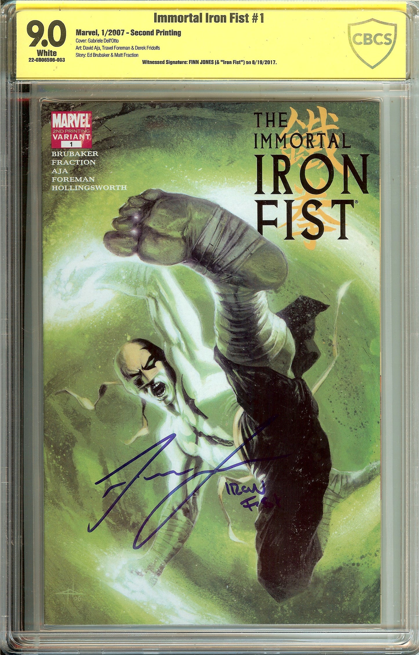 Immortal Iron Fist #1 2nd Print CBCS 9.0 Signed Finn Jones