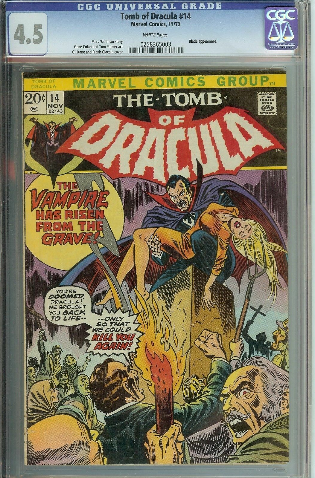 Tomb of Dracula Lord of Vampires! #14 CGC 4.5