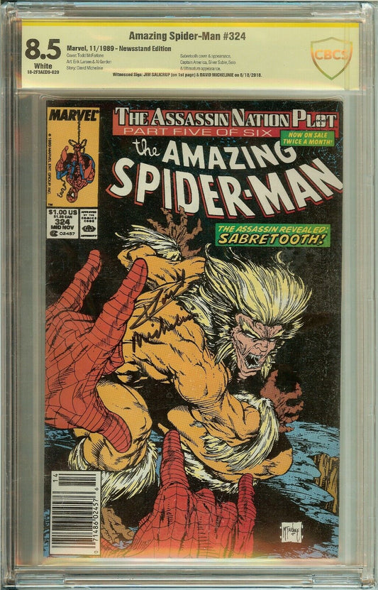 Amazing Spider-Man #324 David Michelinie CBCS 8.0 Sabretooth X-Men Newsstand