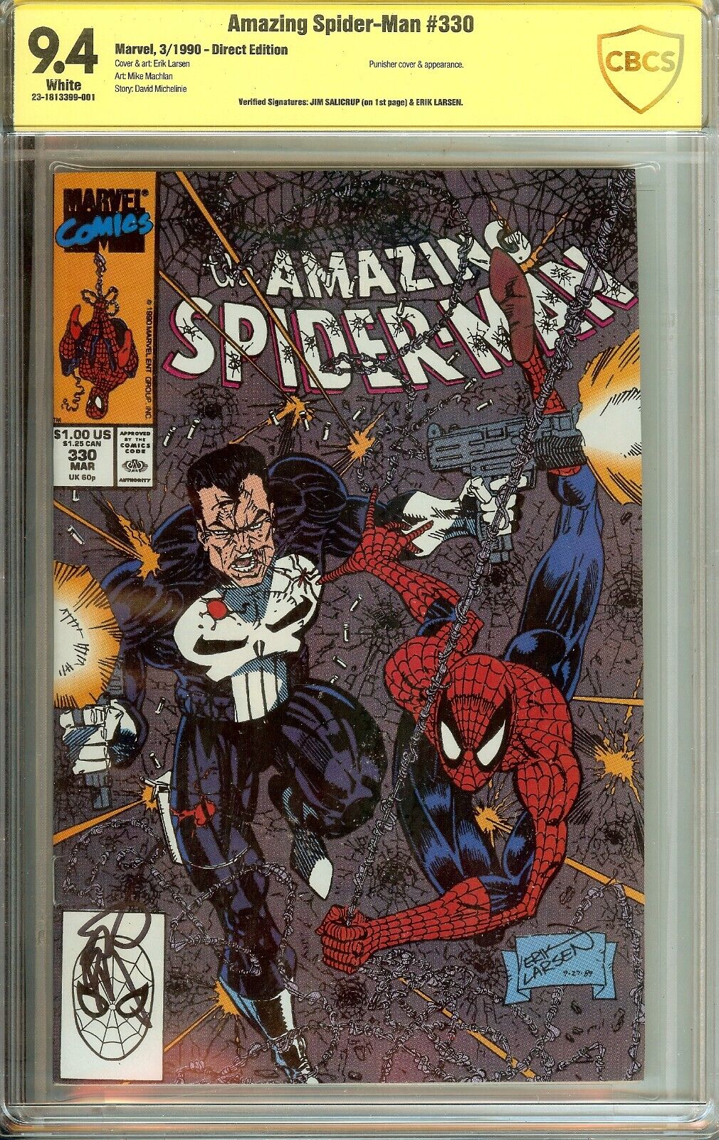 Autographed Amazing Spider-Man #330 Signed Erik Larsen CBCS 9.4