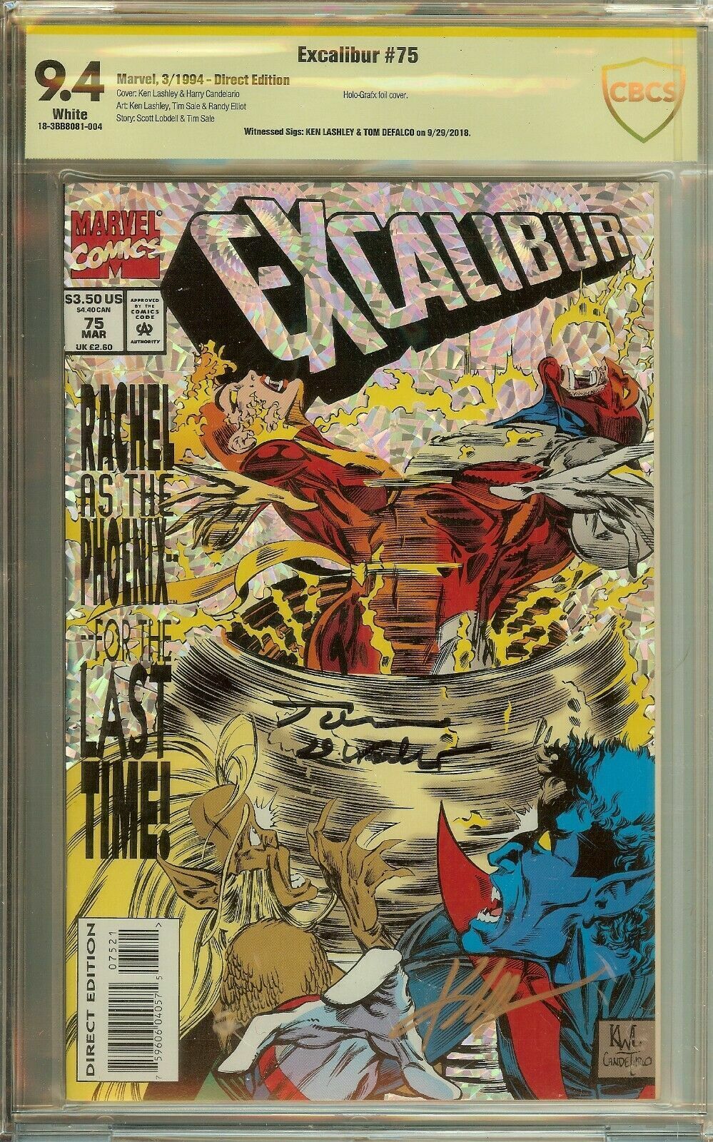 Excalibur #75 Signed Tom Defalco Ken Lashley CBCS 9.4