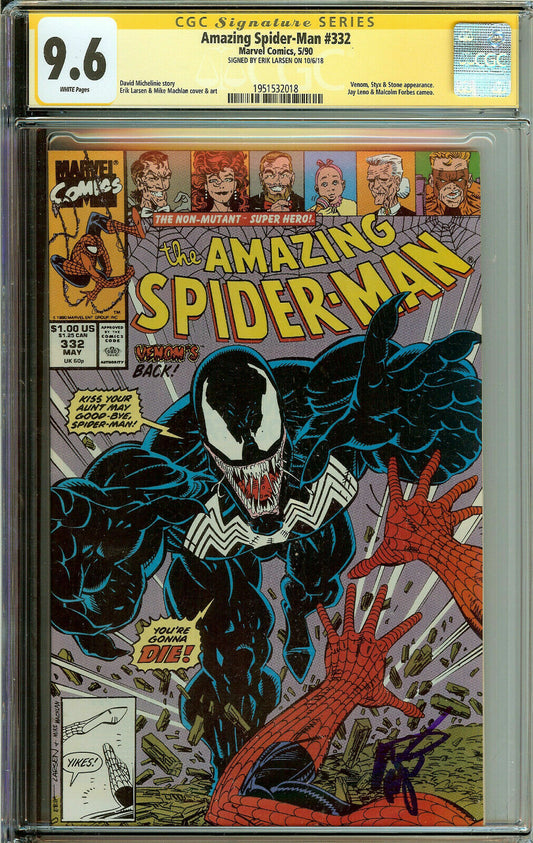 Amazing Spider-Man #332 Signed Erik Larsen CGC 9.6