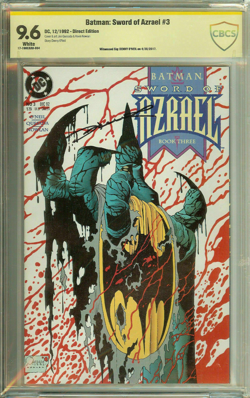 Batman Sword of Azrael #3 CBCS Signed Denny O'Neil