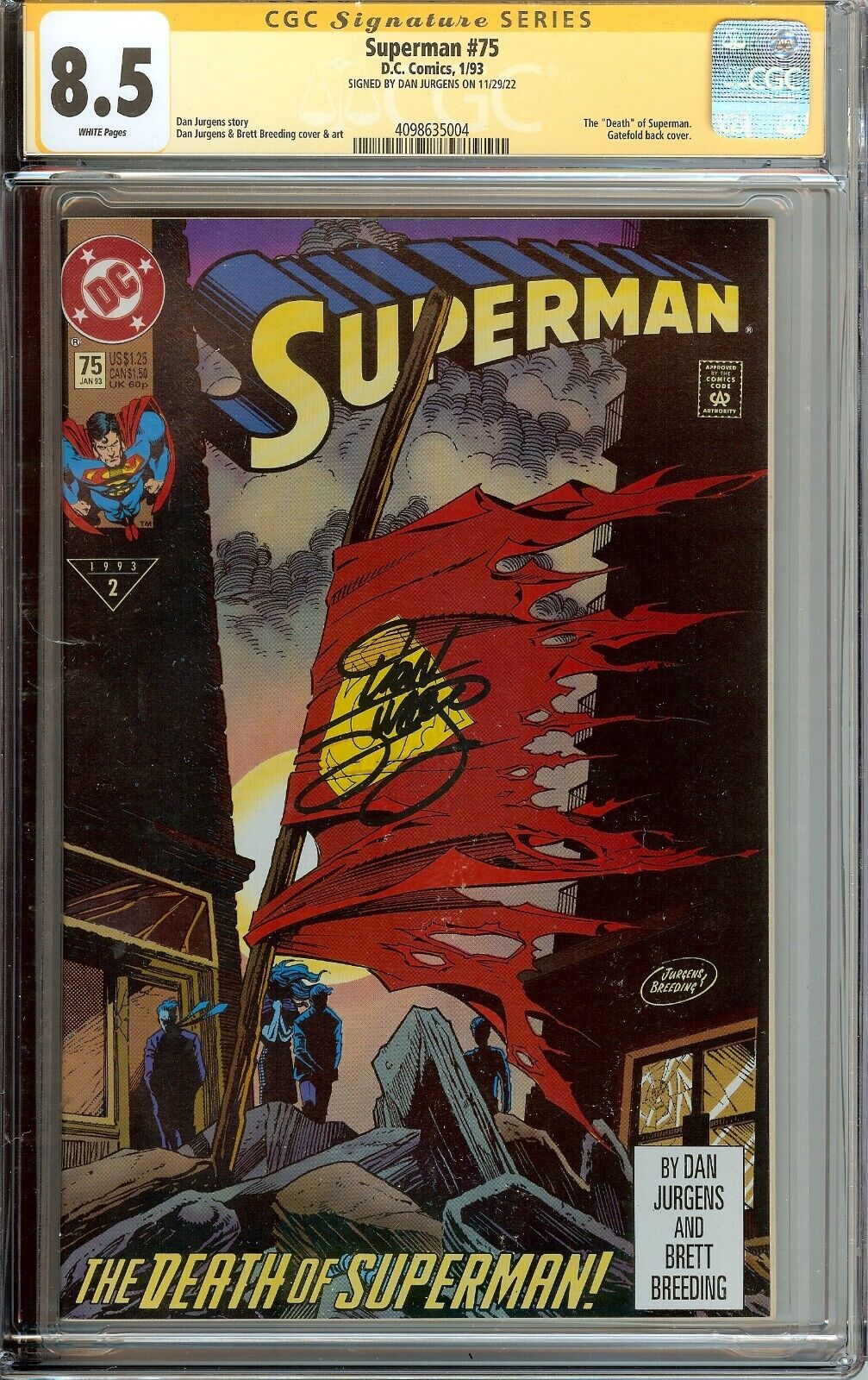 Superman #75 Signed Dan Jurgens CGC 8.5