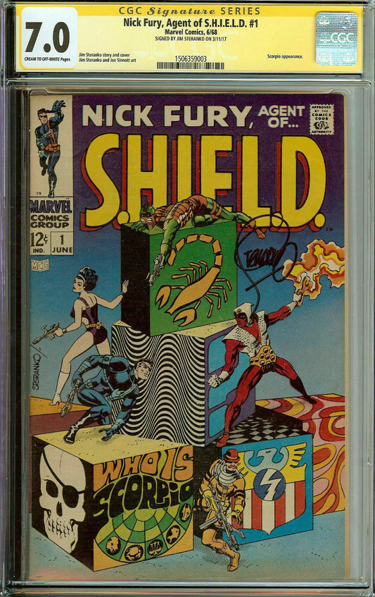 Nick Fury Agent of SHIELD #1 Signed Jim Steranko CGC 7.0