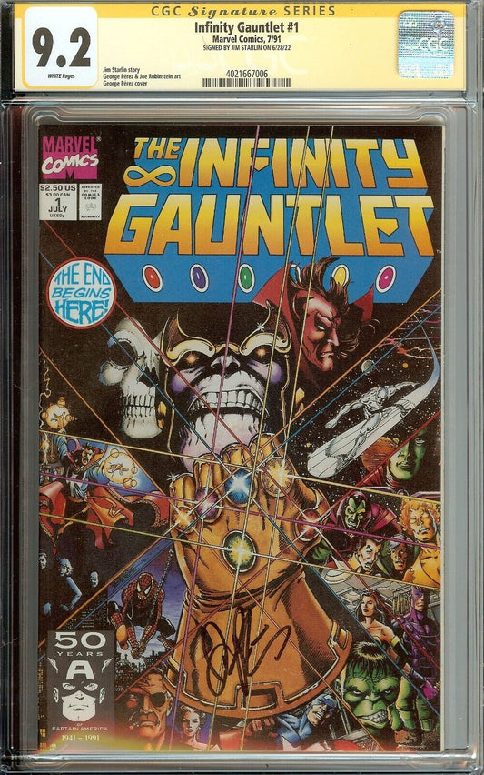 Infinity Gauntlet #1 Signed Jim Starlin CGC 9.2