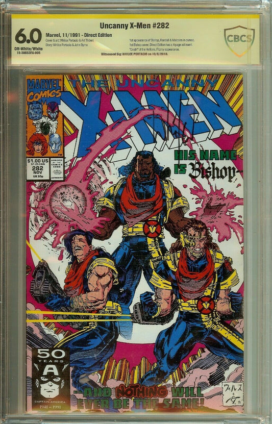 Uncanny X-Men #282 1st Bishop Signed Whilce Portacio CBCS 6.0