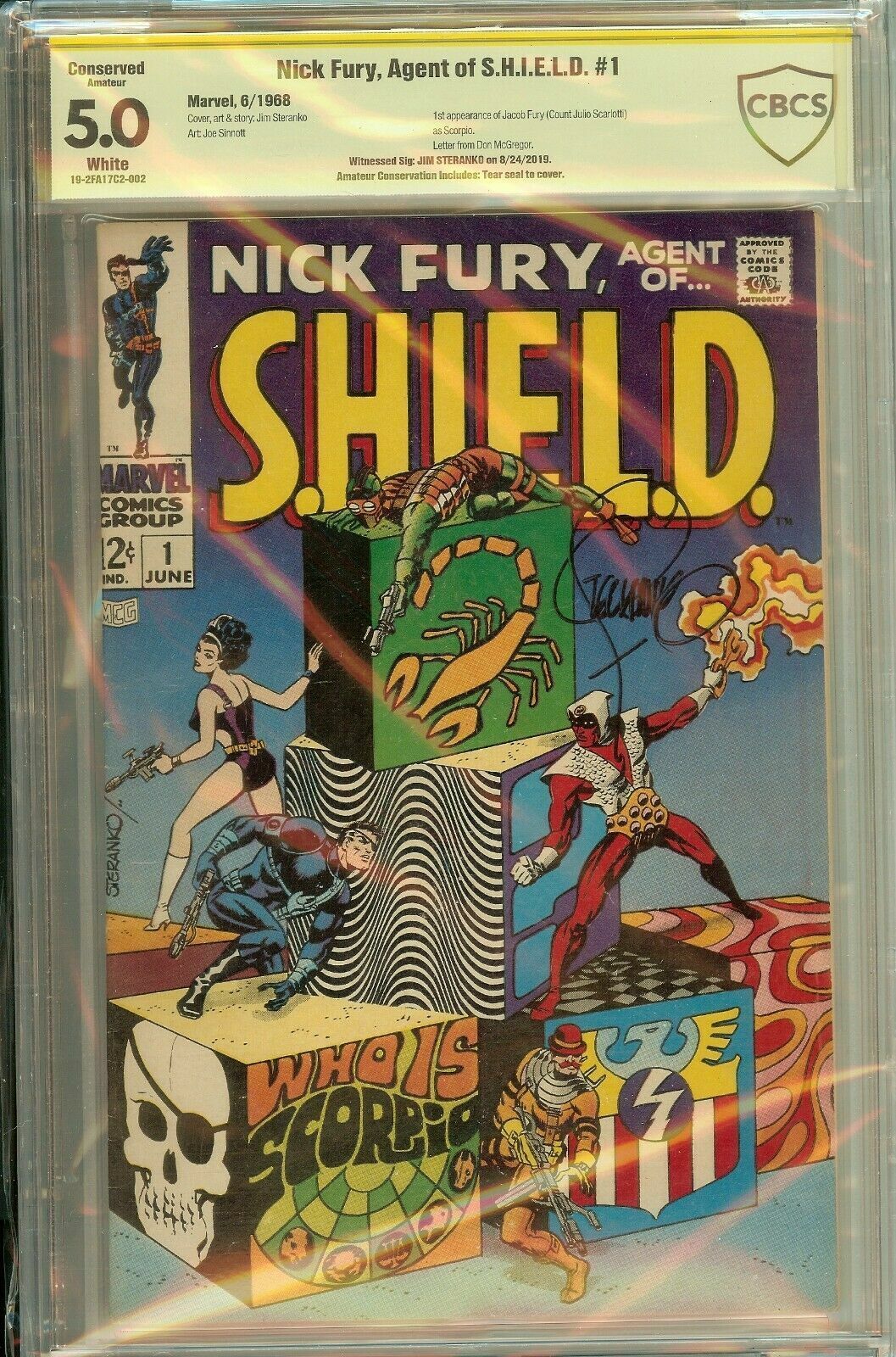 Nick Fury Agent of SHIELD #1 Signed Jim Steranko CBCS 5.0