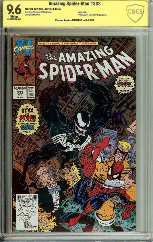 Amazing Spider-Man #333 Venom Cover CBCS 9.6 Signed Erik Larsen