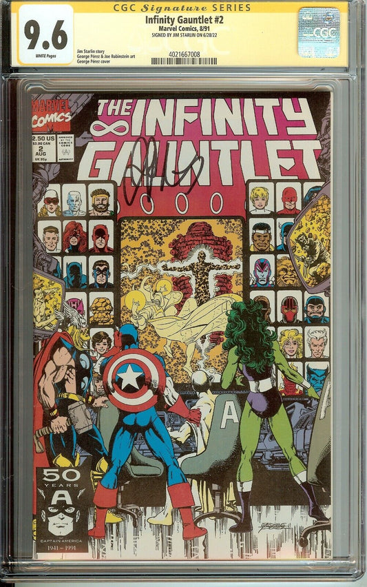 Infinity Gauntlet #2 Signed Jim Starlin CGC 9.6