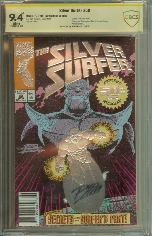 The Silver Surfer #50 Newsstand CBCS  Signed Ron Lim 9.4