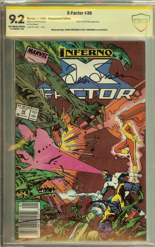 X-Factor #36 CBCS Not CGC 9.2 Signed Simonson X-Men