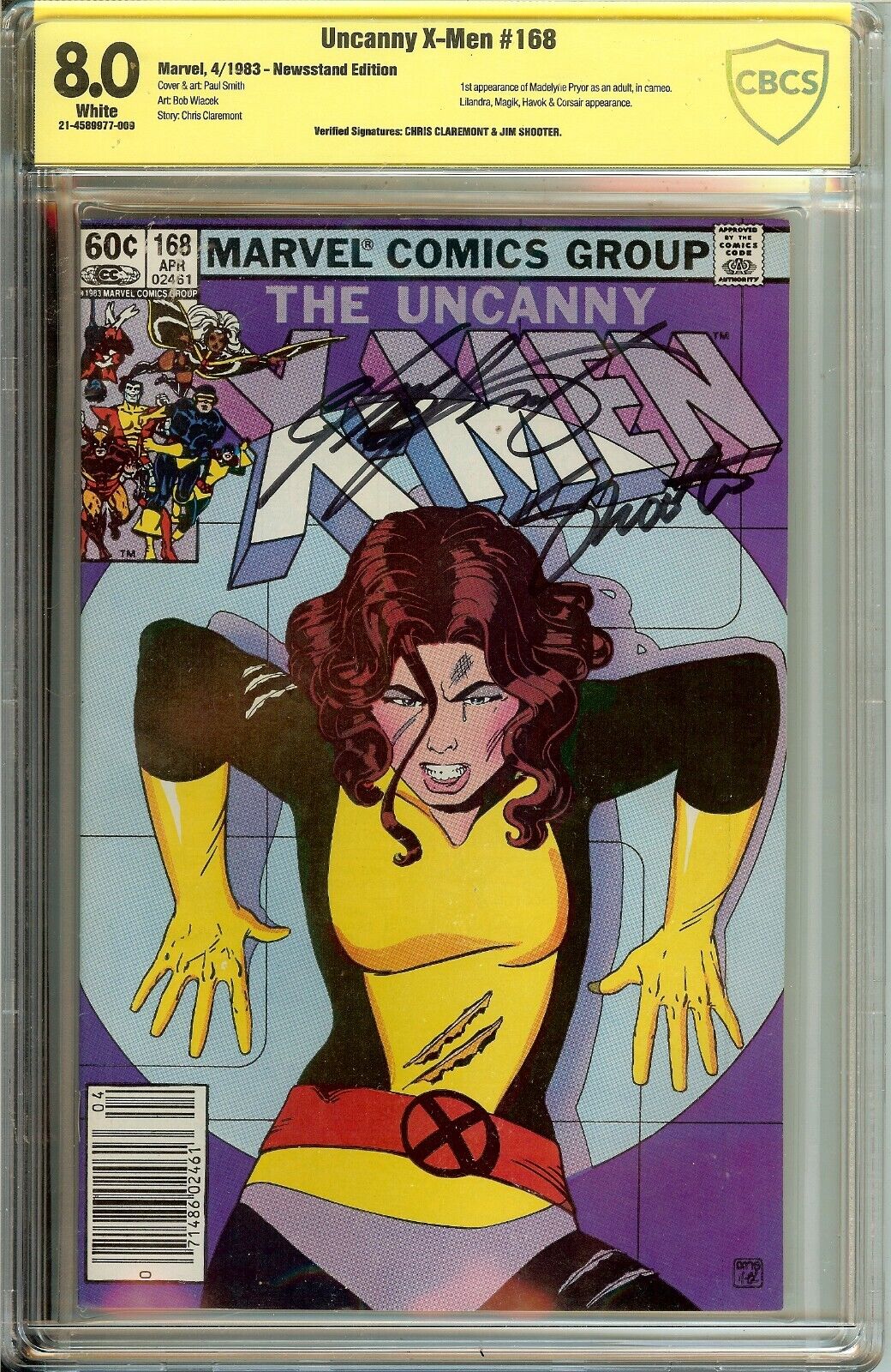 Uncanny X-Men #168 Signed Chris Claremont and Jim Shooter CBCS 9.0