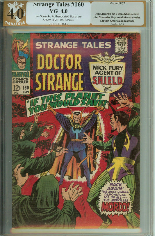 Strange Tales 160 PGX 4.0 Signed Jim Steranko