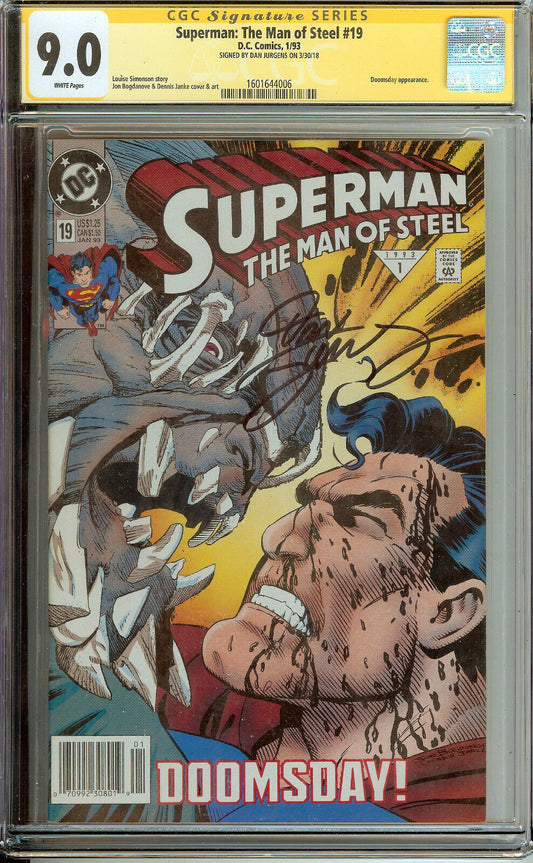 Superman Man of Steel #19 CGC 9.0 Signed Dan Jurgens