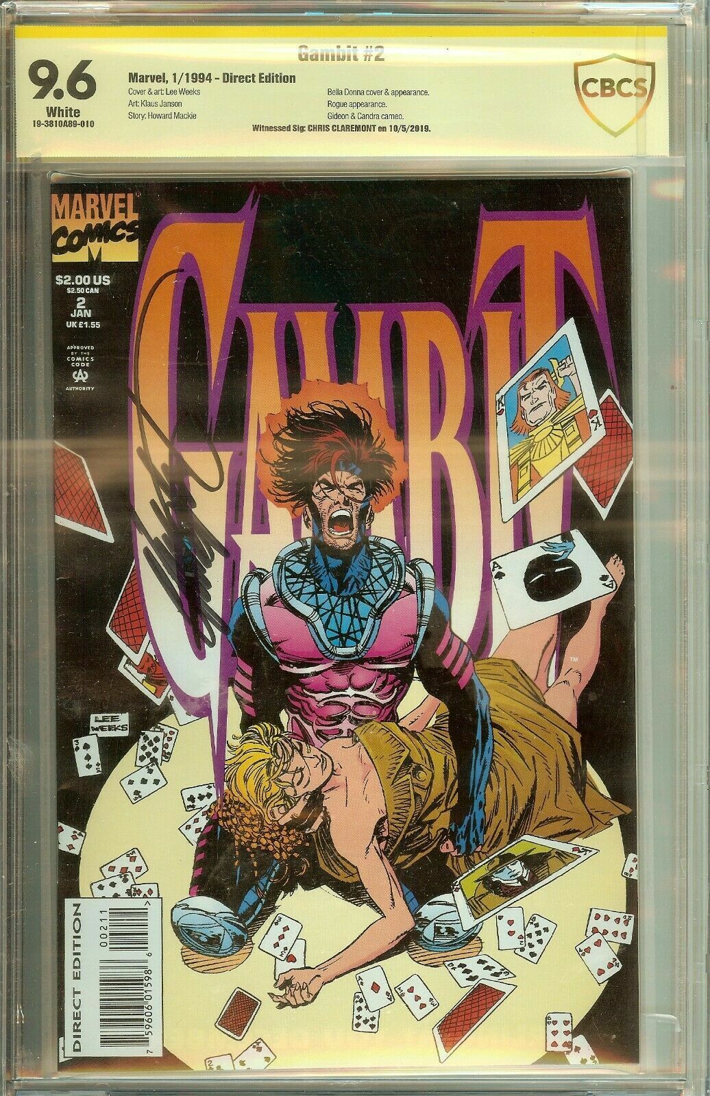 Gambit #2 Limited Series CBCS 9.6 Signed Chris Claremont