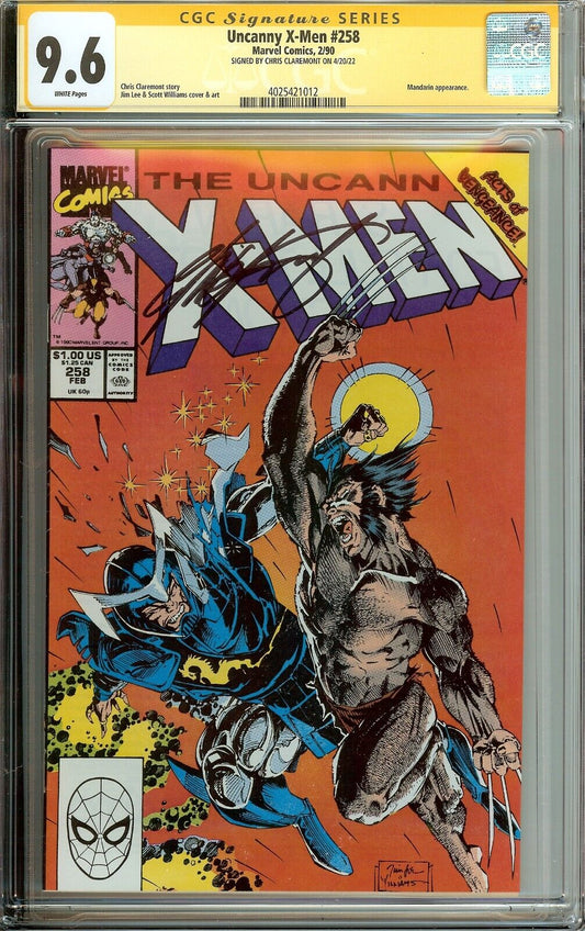 Uncanny X-Men #258 Signed Chris Claremont CGC 9.6