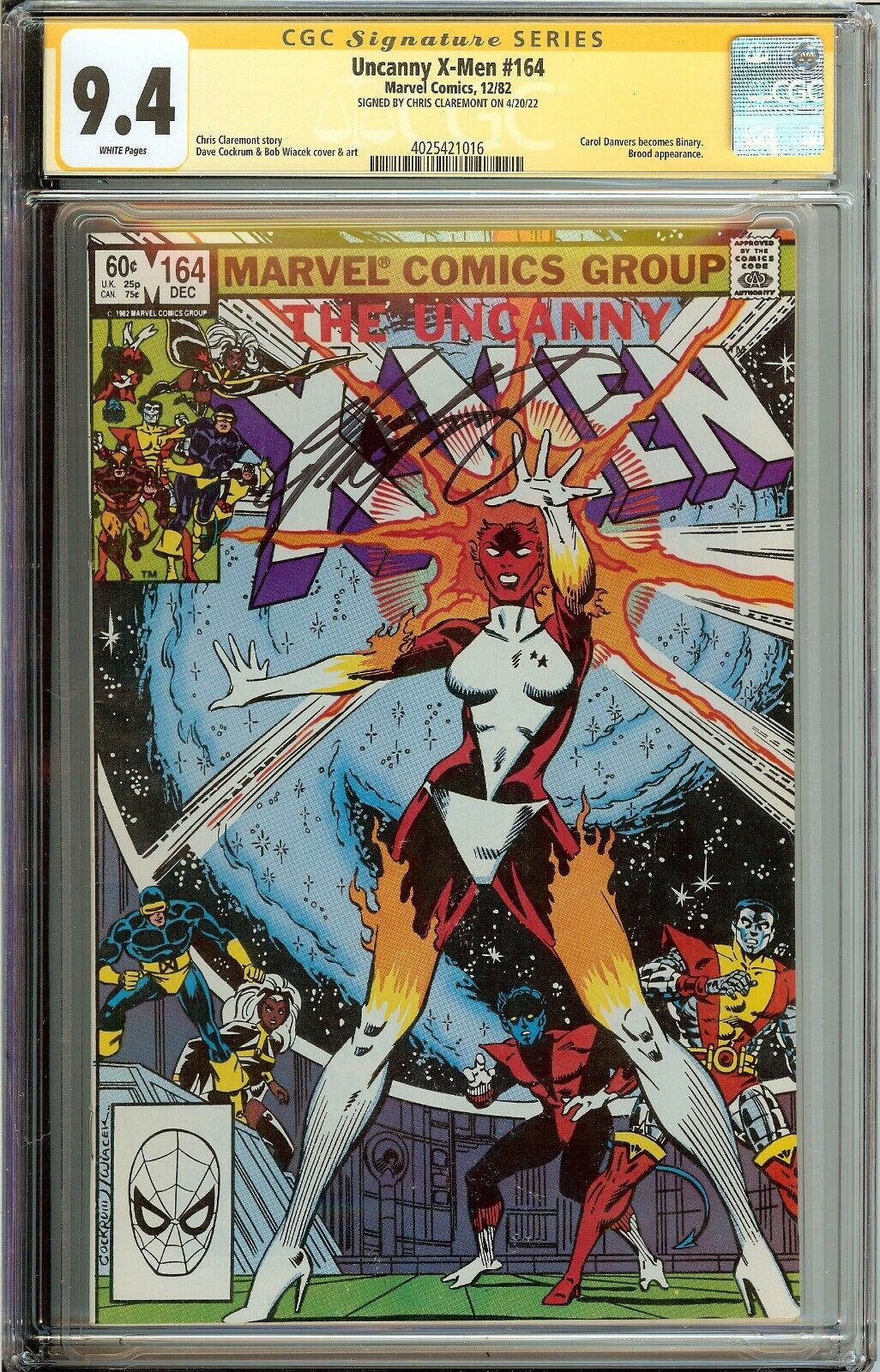 Uncanny X-Men #164 Signed Chris Claremont CGC 9.4