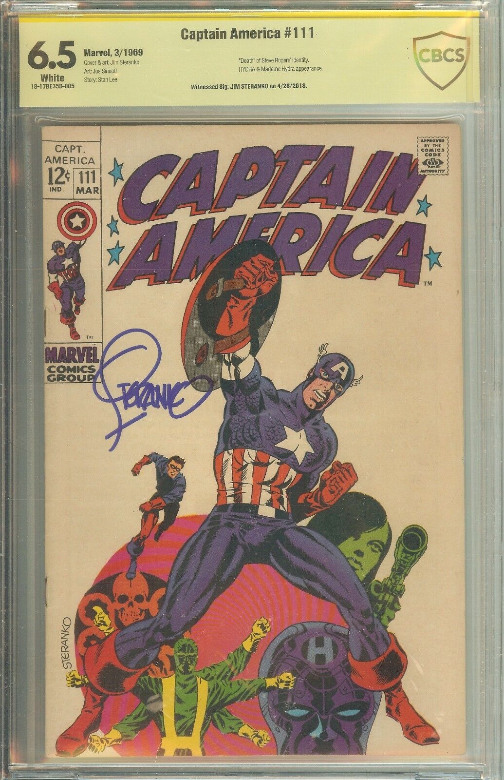 Captain America #111 CBCS 6.5 Signed Jim Steranko